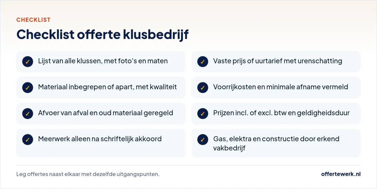 Checklist offerte klusbedrijf: waar u op let bij het vergelijken van klusjesmannen